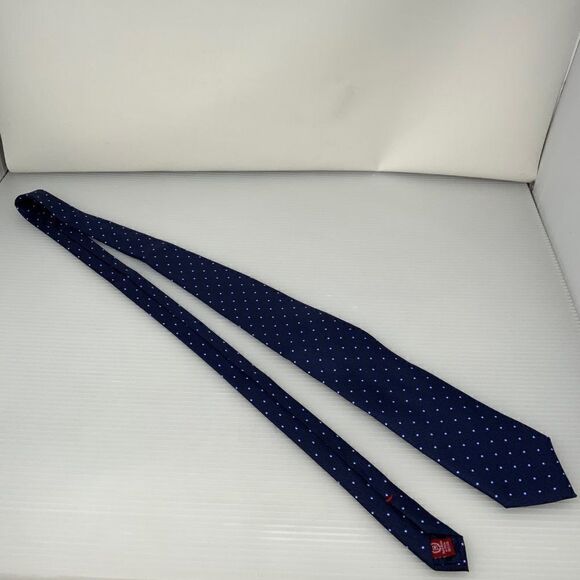 Chaps Mens Tie Blue Polka Dot Silk Business Work Designer Necktie (E3) - Picture 6 of 6